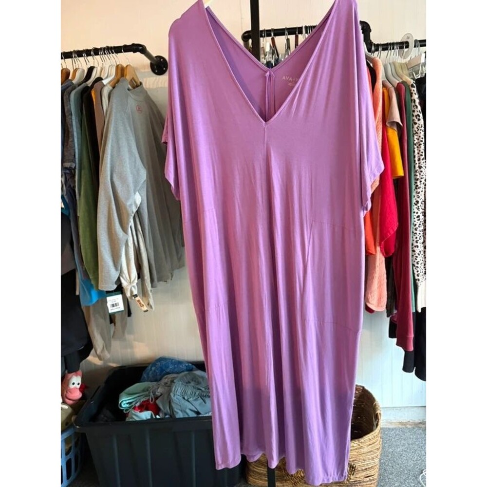 AVA&VIV 1x purple short sleeve dress